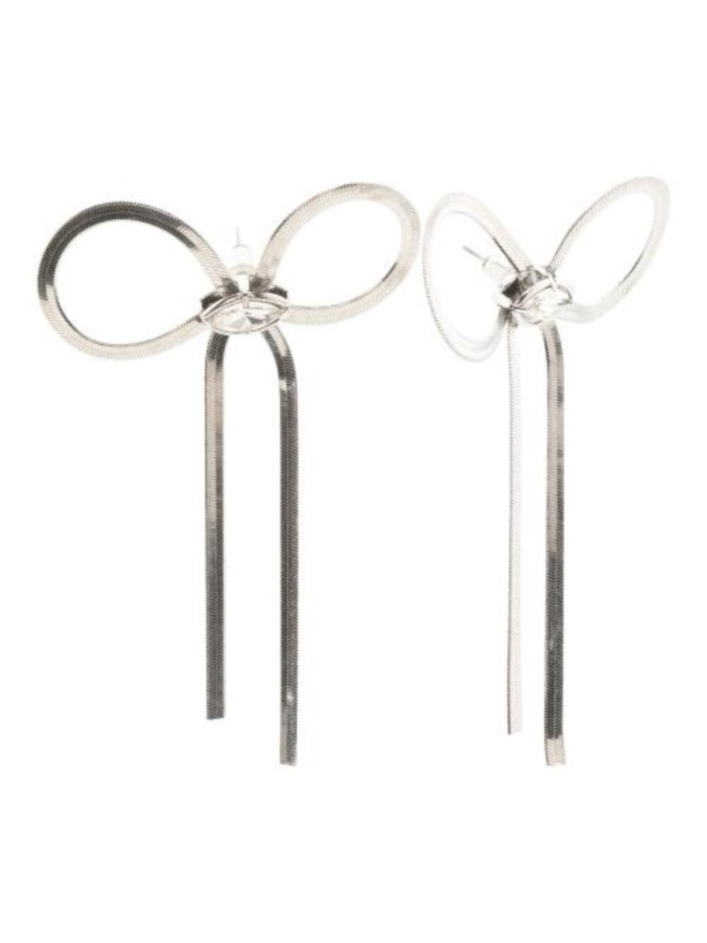 NWT NAKAMOL Made in Thailand Herringbone Chain Bow Earrings Silver